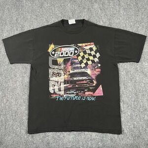 Vintage NASCAR Shirt Mens Large Black Two Sided Graphic Print Racing Winston Cup